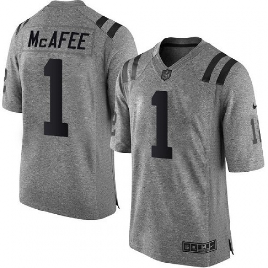 Men's Nike Indianapolis Colts 1 Pat McAfee Limited Gray Gridiron NFL Jersey