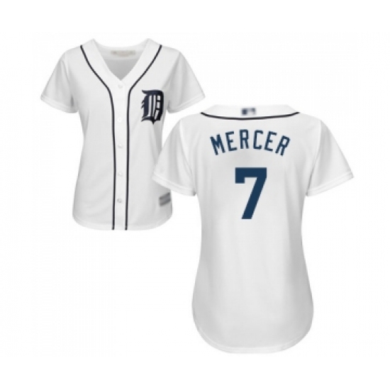 Women's Detroit Tigers 7 Jordy Mercer Replica White Home Cool Base Baseball Jersey