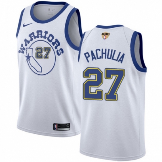 Youth Nike Golden State Warriors 27 Zaza Pachulia Authentic White Hardwood Classics 2018 NBA Finals Bound NBA Jersey