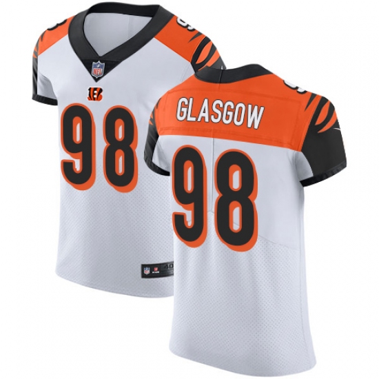 Men's Nike Cincinnati Bengals 98 Ryan Glasgow White Vapor Untouchable Elite Player NFL Jersey