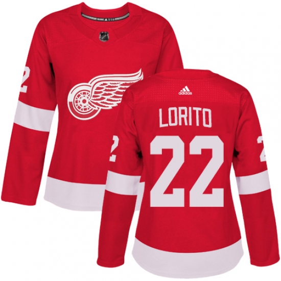 Women's Adidas Detroit Red Wings 22 Matthew Lorito Authentic Red Home NHL Jersey