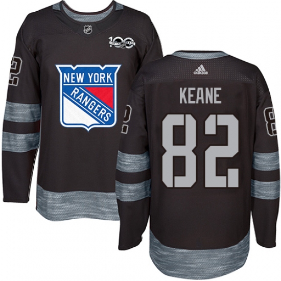 Men's Adidas New York Rangers 82 Joey Keane Authentic Black 1917-2017 100th Anniversary NHL Jersey