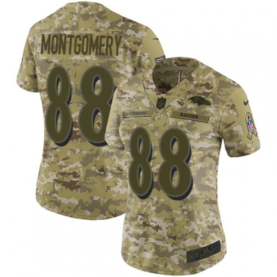 Women's Nike Baltimore Ravens 88 Ty Montgomery Limited Camo 2018 Salute to Service NFL Jersey