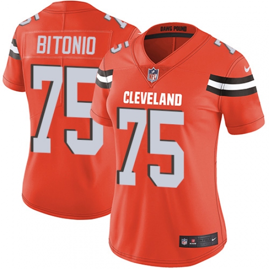 Women's Nike Cleveland Browns 75 Joel Bitonio Orange Alternate Vapor Untouchable Limited Player NFL Jersey