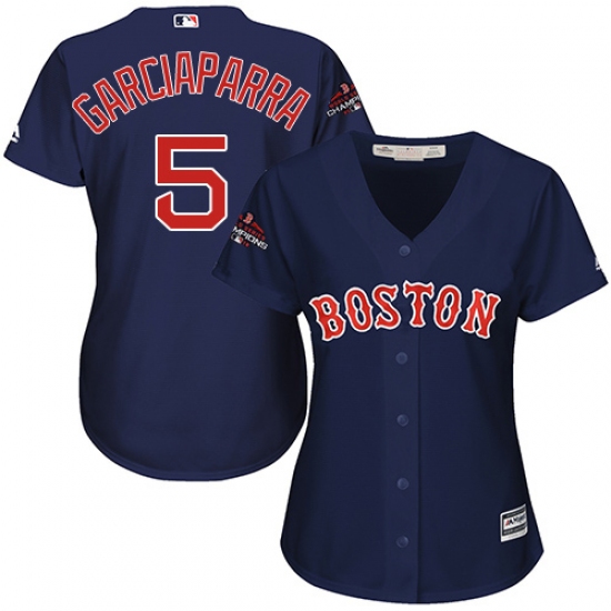 Women's Majestic Boston Red Sox 5 Nomar Garciaparra Authentic Navy Blue Alternate Road 2018 World Series Champions MLB Jersey