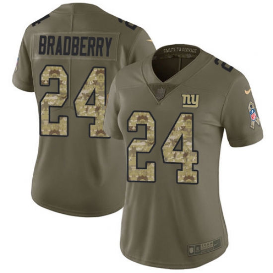 Women's New York Giants 24 James Bradberry Olive Camo Stitched Limited 2017 Salute To Service Jersey