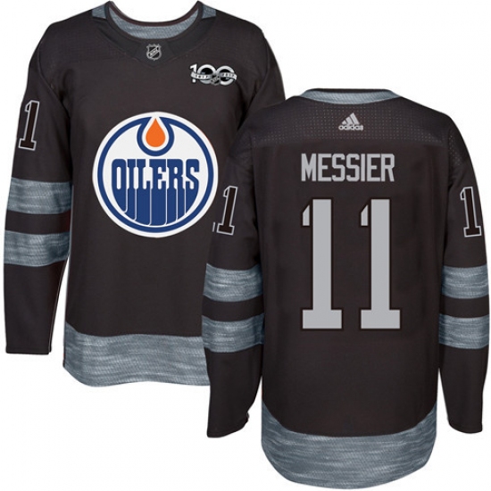 Men's Adidas Edmonton Oilers 11 Mark Messier Authentic Black 1917-2017 100th Anniversary NHL Jersey