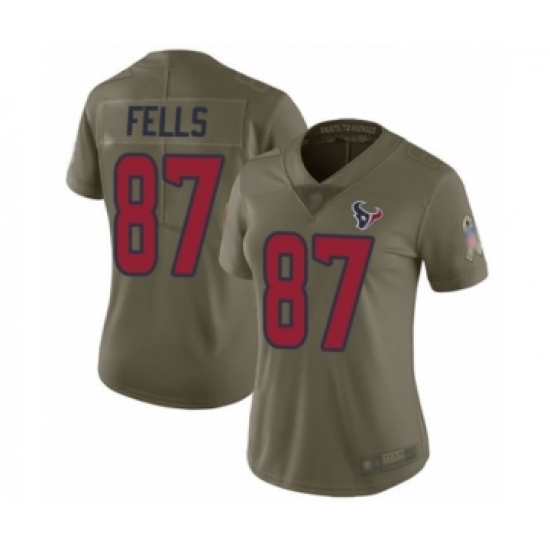 Women's Houston Texans 87 Darren Fells Limited Olive 2017 Salute to Service Football Jersey