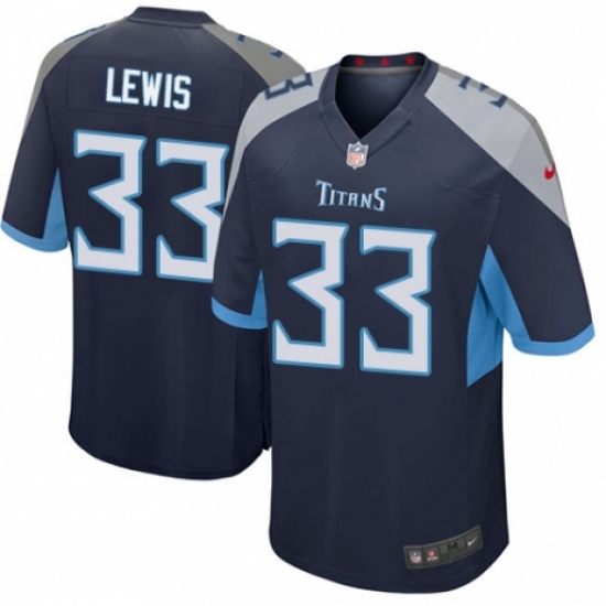 Men's Nike Tennessee Titans 33 Dion Lewis Game Navy Blue Team Color NFL Jersey