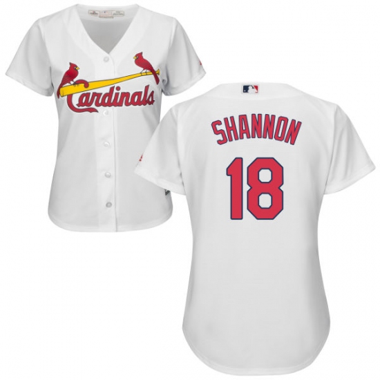 Women's Majestic St. Louis Cardinals 18 Mike Shannon Authentic White Home Cool Base MLB Jersey