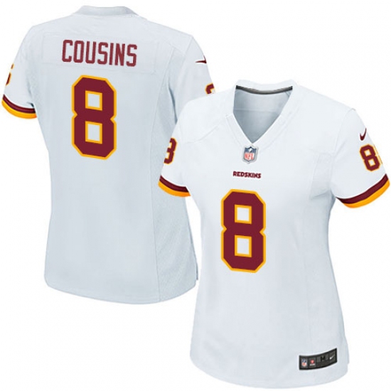 Women's Nike Washington Redskins 8 Kirk Cousins Game White NFL Jersey