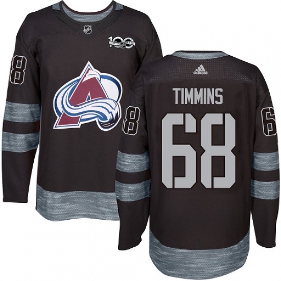 Men's Adidas Colorado Avalanche 68 Conor Timmins Premier Black 1917-2017 100th Anniversary NHL Jersey