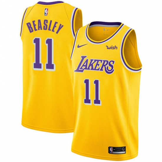 Youth Nike Los Angeles Lakers 11 Michael Beasley Swingman Gold NBA Jersey - Icon Edition