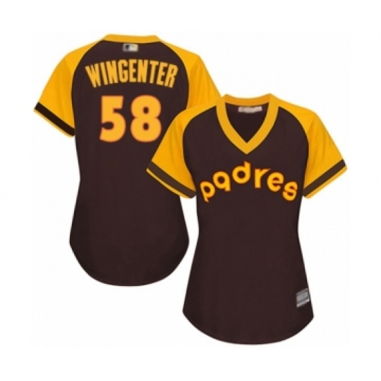 Women's San Diego Padres 58 Trey Wingenter Authentic Brown Alternate Cooperstown Cool Base Baseball Player Jersey