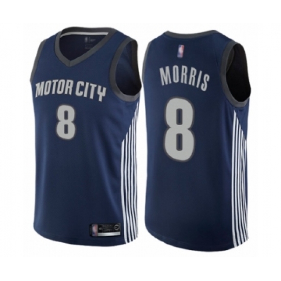 Youth Detroit Pistons 8 Markieff Morris Swingman Navy Blue Basketball Jersey - City Edition