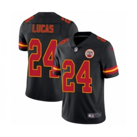 Men's Nike Kansas City Chiefs 24 Jordan Lucas Limited Black Rush Vapor Untouchable NFL Jersey