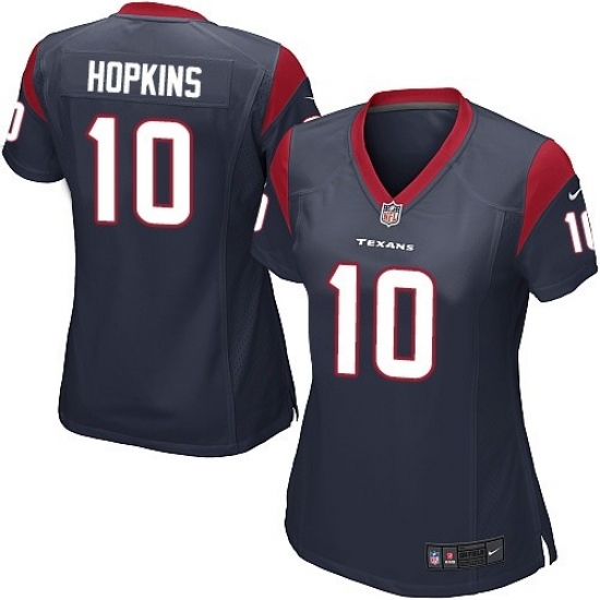 Women's Nike Houston Texans 10 DeAndre Hopkins Game Navy Blue Team Color NFL Jersey