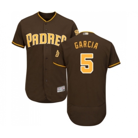 Men's San Diego Padres 5 Greg Garcia Brown Alternate Flex Base Authentic Collection Baseball Jersey