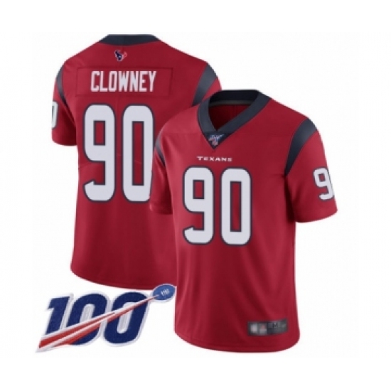 Men's Houston Texans 90 Jadeveon Clowney Red Alternate Vapor Untouchable Limited Player 100th Season Football Jersey