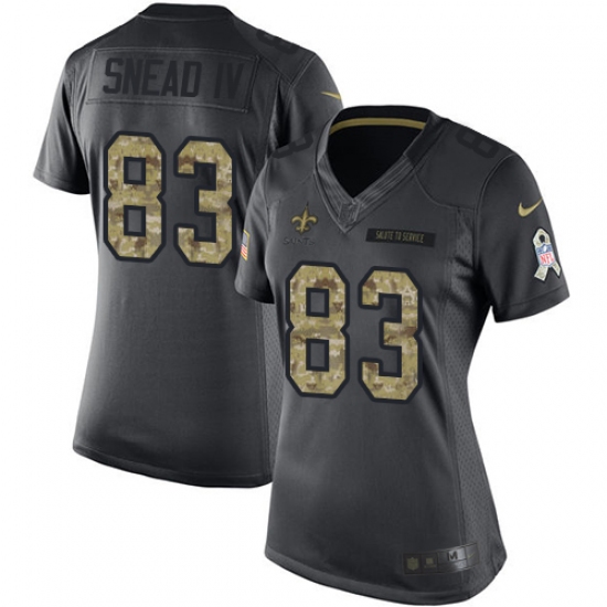 Women's Nike New Orleans Saints 83 Willie Snead Limited Black 2016 Salute to Service NFL Jersey