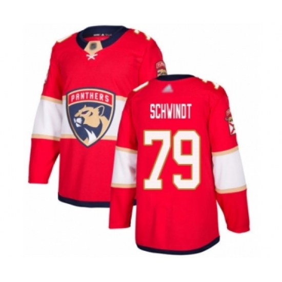 Men's Florida Panthers 79 Cole Schwindt Authentic Red Home Hockey Jersey