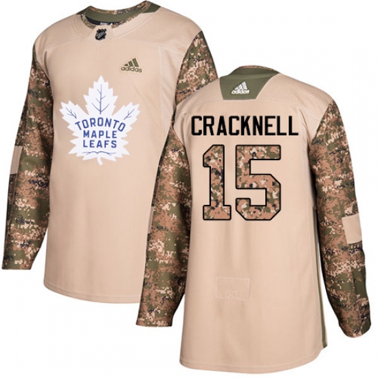 Youth Adidas Toronto Maple Leafs 15 Adam Cracknell Authentic Camo Veterans Day Practice NHL Jersey