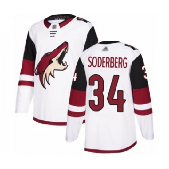 Men's Arizona Coyotes 34 Carl Soderberg Authentic White Away Hockey Jersey