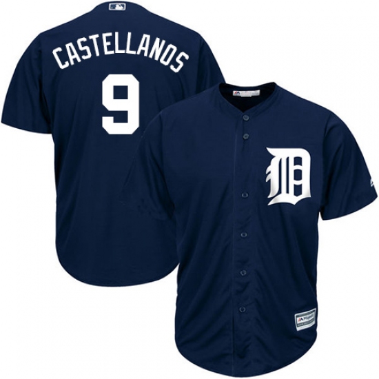 Men's Majestic Detroit Tigers 9 Nick Castellanos Replica Navy Blue Alternate Cool Base MLB Jersey