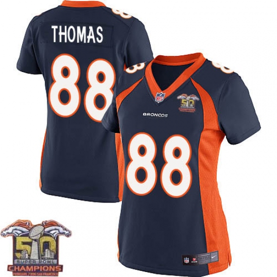 Women's Nike Denver Broncos 88 Demaryius Thomas Elite Navy Blue Alternate Super Bowl 50 Champions NFL Jersey