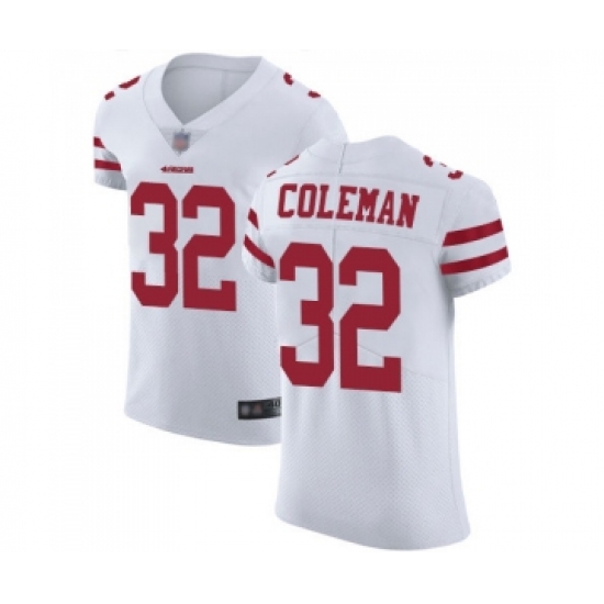 Men's San Francisco 49ers 32 Tevin Coleman White Vapor Untouchable Elite Player Football Jersey