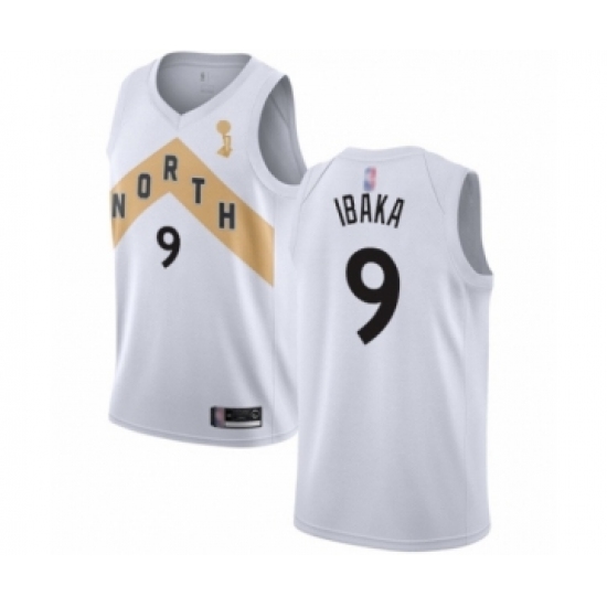 Youth Toronto Raptors 9 Serge Ibaka Swingman White 2019 Basketball Finals Champions Jersey - City Edition