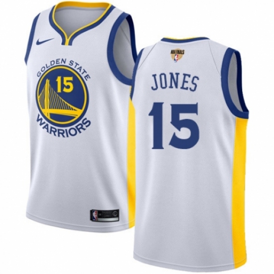 Men's Nike Golden State Warriors 15 Damian Jones Swingman White Home 2018 NBA Finals Bound NBA Jersey - Association Edition