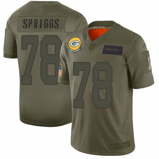 Youth Green Bay Packers 78 Jason Spriggs Limited Camo 2019 Salute to Service Football Jersey