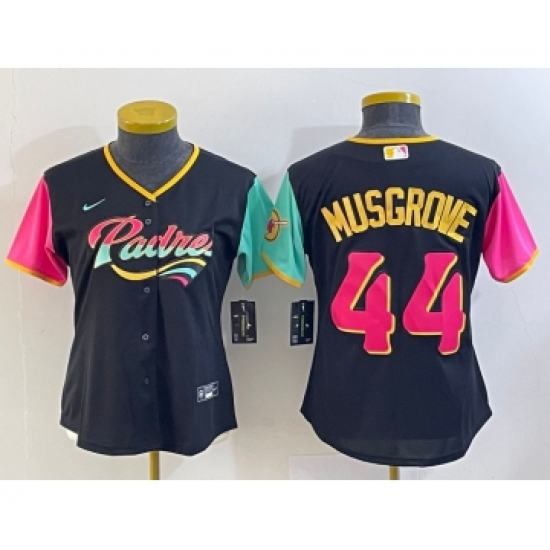 Women's San Diego Padres 44 Joe Musgrove Black 2022 City Connect Cool Base Stitched Jersey