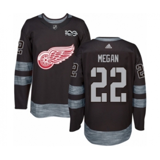 Men's Adidas Detroit Red Wings 22 Wade Megan Authentic Black 1917-2017 100th Anniversary NHL Jersey