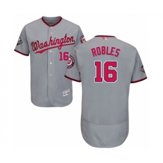 Men's Washington Nationals 16 Victor Robles Grey Road Flex Base Authentic Collection 2019 World Series Bound Baseball Jersey