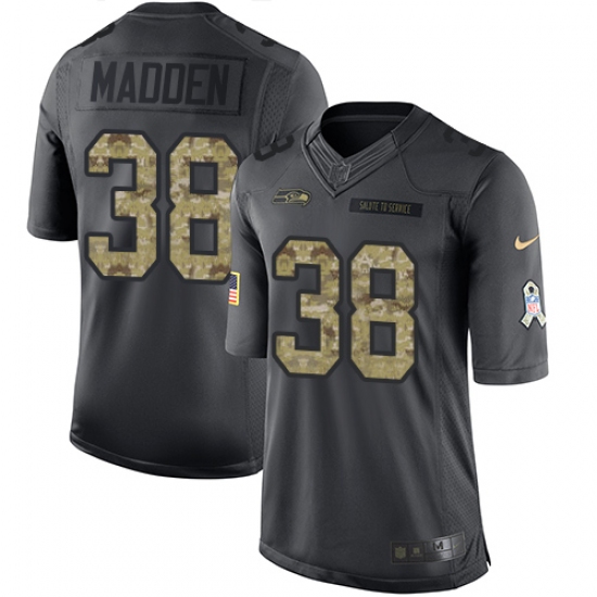 Men's Nike Seattle Seahawks 38 Tre Madden Limited Black 2016 Salute to Service NFL Jersey