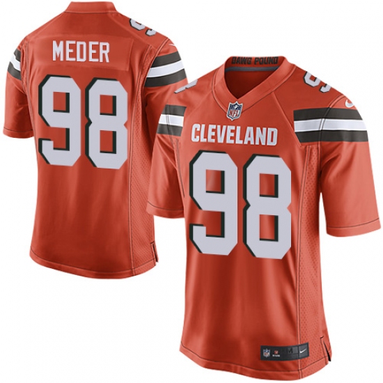 Men's Nike Cleveland Browns 98 Jamie Meder Game Orange Alternate NFL Jersey