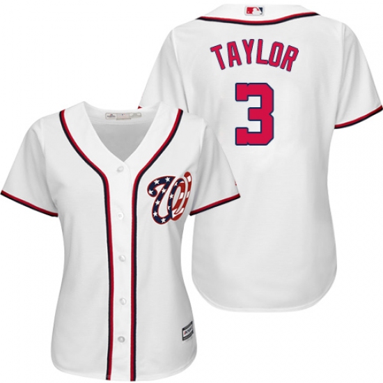 Women's Majestic Washington Nationals 3 Michael Taylor Authentic White Home Cool Base MLB Jersey