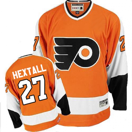 Men's CCM Philadelphia Flyers 27 Ron Hextall Premier Orange Throwback NHL Jersey