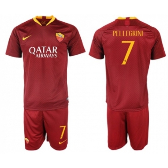 Roma 7 Pellegrini Red Home Soccer Club Jersey