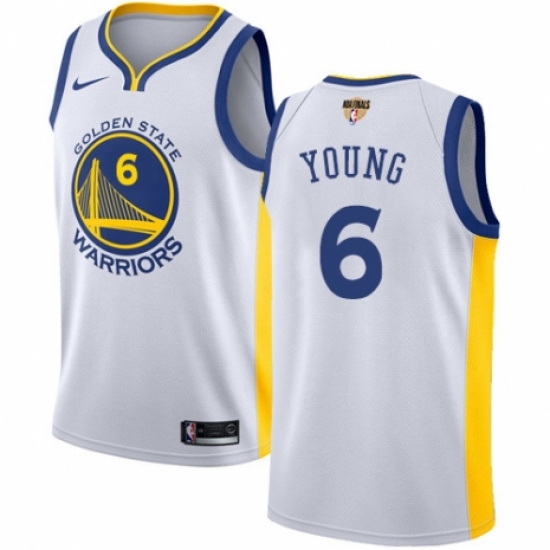 Men's Nike Golden State Warriors 6 Nick Young Authentic White Home 2018 NBA Finals Bound NBA Jersey - Association Edition