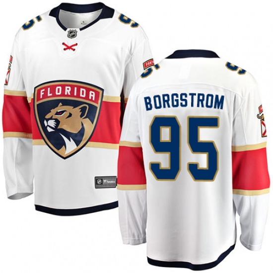 Men's Florida Panthers 95 Henrik Borgstrom Fanatics Branded White Away Breakaway NHL Jersey