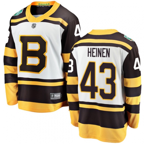 Men's Boston Bruins 43 Danton Heinen White 2019 Winter Classic Fanatics Branded Breakaway NHL Jersey