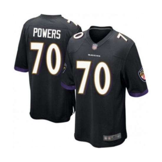 Men's Baltimore Ravens 70 Ben Powers Game Black Alternate Football Jersey