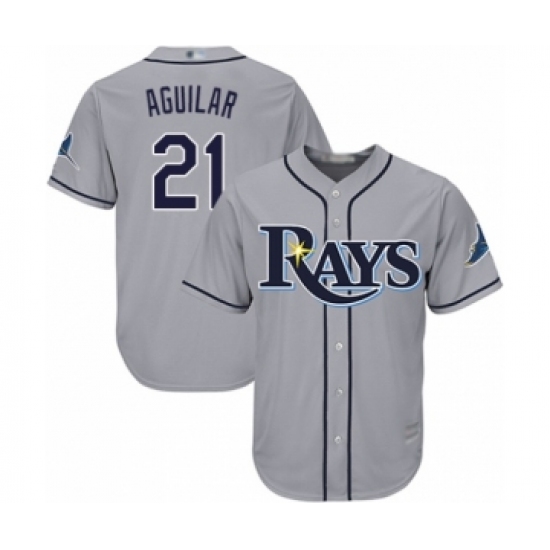 Youth Tampa Bay Rays 21 Jesus Aguilar Authentic Grey Road Cool Base Baseball Player Jersey