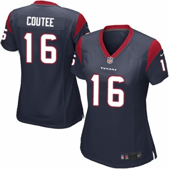 Women's Nike Houston Texans 16 Keke Coutee Game Navy Blue Team Color NFL Jersey