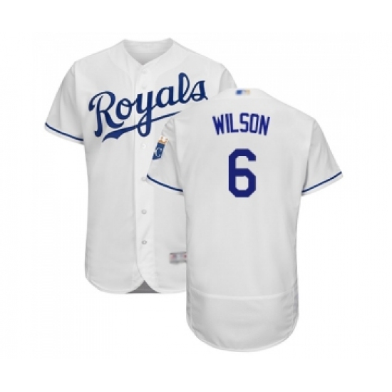 Men's Kansas City Royals 6 Willie Wilson White Flexbase Authentic Collection Baseball Jersey