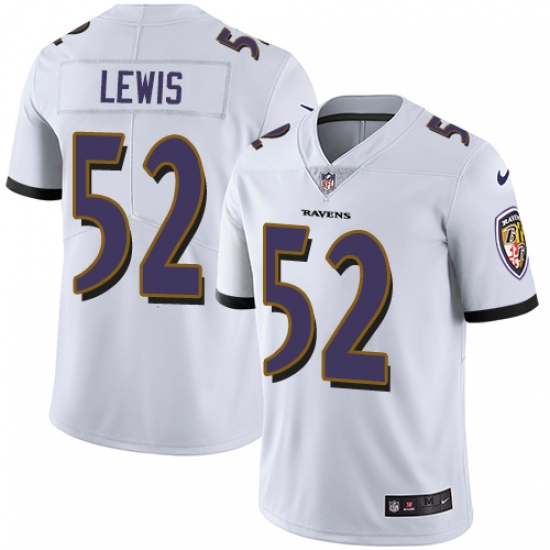 Men's Nike Baltimore Ravens 52 Ray Lewis White Vapor Untouchable Limited Player NFL Jersey