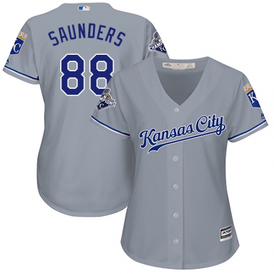 Women's Majestic Kansas City Royals 88 Michael Saunders Replica Grey Road Cool Base MLB Jersey